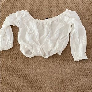 Brandy Melville ruffled Bardot crop top